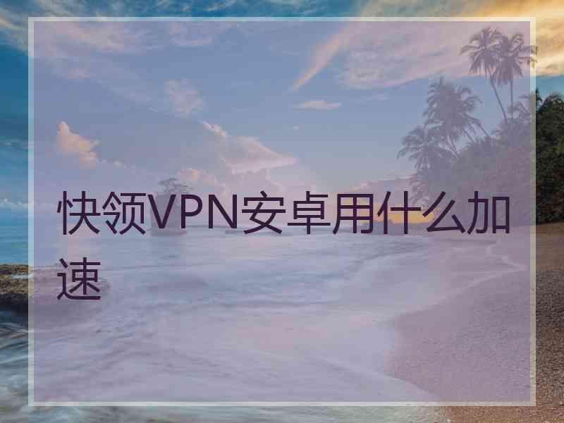 快领VPN安卓用什么加速