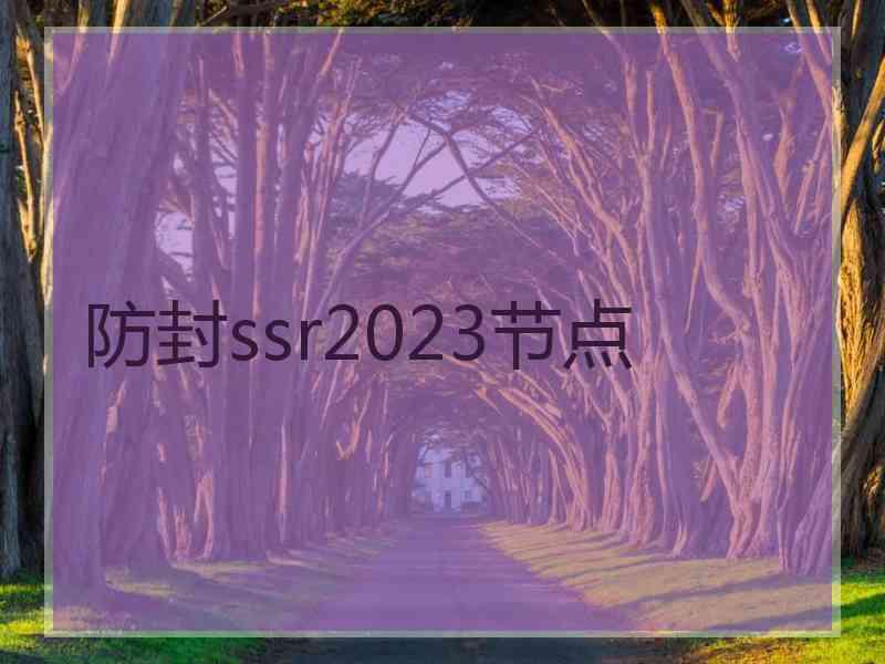 防封ssr2023节点